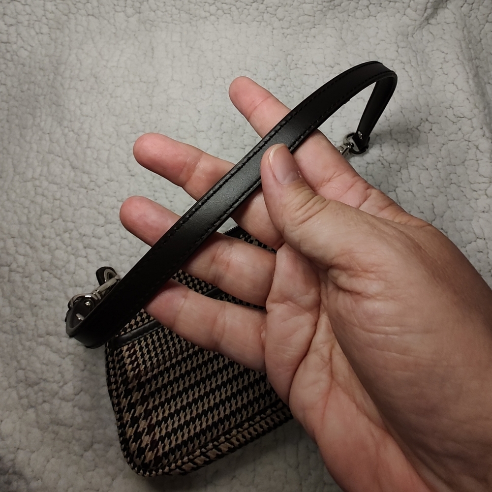 Vintage Ralph Lauren Houndstooth plaid brown mini bag purse. Like new condition - Picture 7 of 9